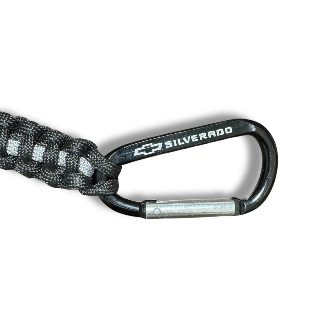 Silverado Keychain Carabiner with Paracord Black & Silver Utility